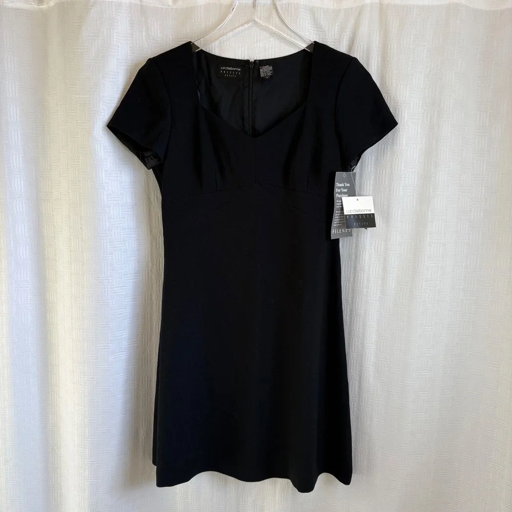 Liz Claiborne Petite Black Sweetheart Dress Womens Size 4P NWT